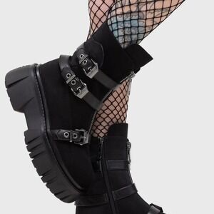 Killstar Coffin combat buckle boots size 10 NEW goth dark academia